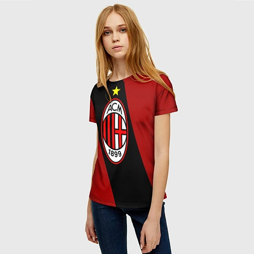 Женская футболка Milan FC: Red Collection / 3D-принт – фото 3