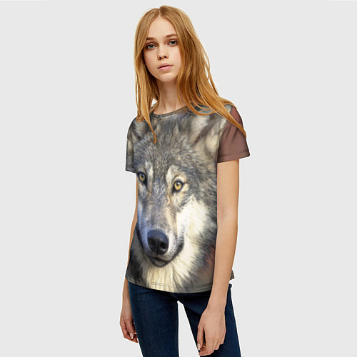 Женская футболка Улыбка волка / 3D-принт – фото 3