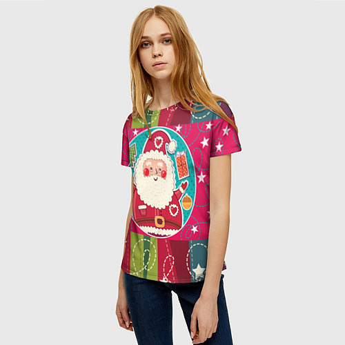 Женская футболка Дед мороз / 3D-принт – фото 3