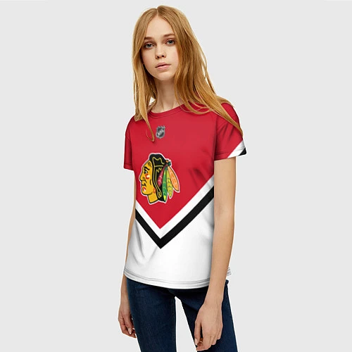 Женская футболка NHL: Chicago Blackhawks / 3D-принт – фото 3