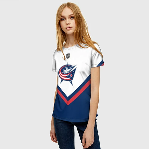 Женская футболка NHL: Columbus Blue Jackets / 3D-принт – фото 3