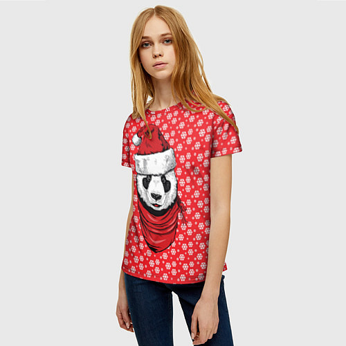 Женская футболка Панда Клаус / 3D-принт – фото 3