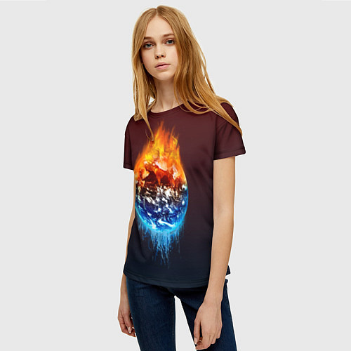 Женская футболка Огонь против воды / 3D-принт – фото 3