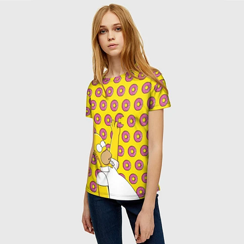 Женская футболка Пончики Гомера Симпсона / 3D-принт – фото 3