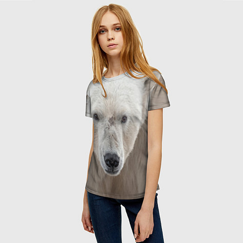 Женская футболка Белый медведь / 3D-принт – фото 3