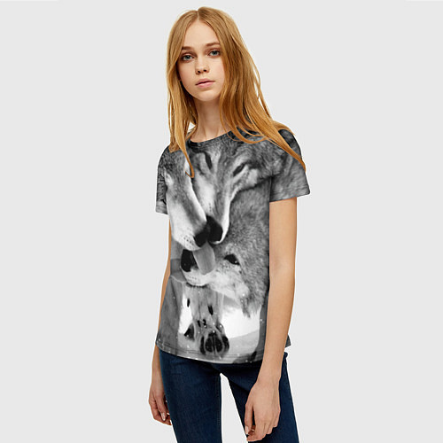 Женская футболка Волчья семья / 3D-принт – фото 3