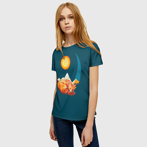 Женская футболка Лиса под солнцем / 3D-принт – фото 3