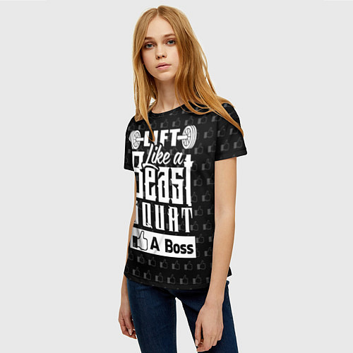 Женская футболка Lift Like A Beast Squat / 3D-принт – фото 3
