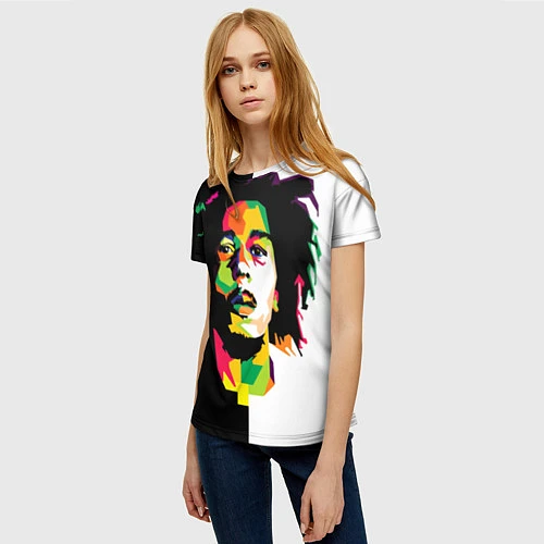 Женская футболка Bob Marley: Colors / 3D-принт – фото 3