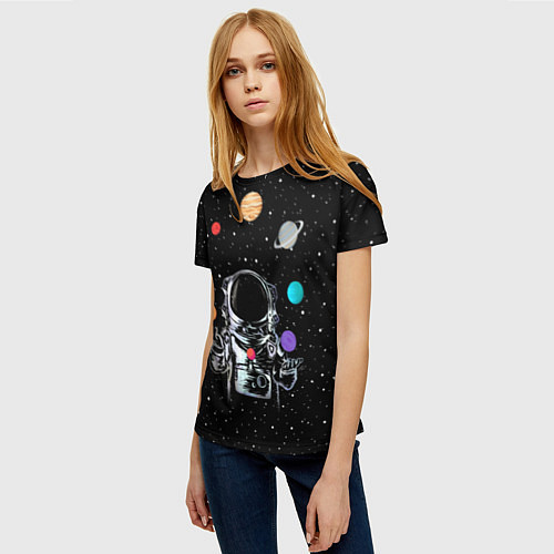 Женская футболка Космический жонглер / 3D-принт – фото 3