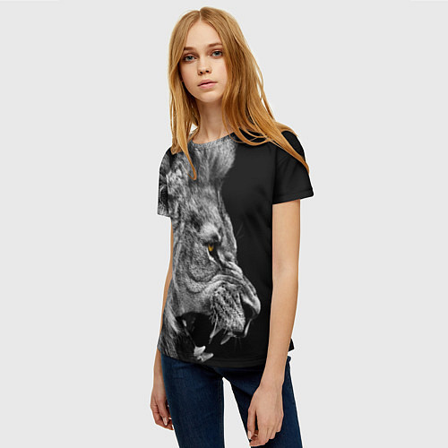 Женская футболка Оскал льва / 3D-принт – фото 3