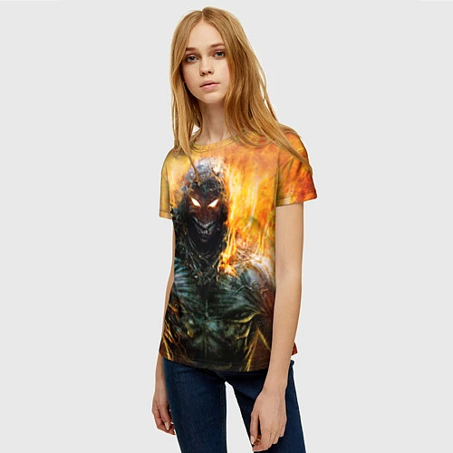 Женская футболка Disturbed: Monster Flame / 3D-принт – фото 3