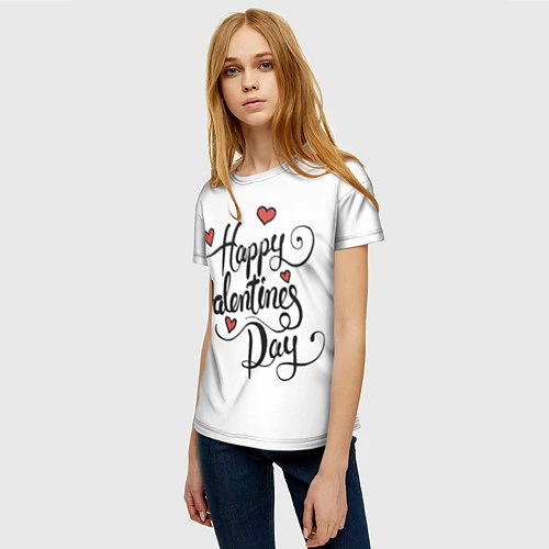 Женская футболка Happy Valentines Day / 3D-принт – фото 3