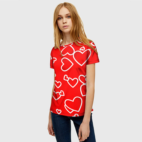 Женская футболка Сердечки / 3D-принт – фото 3