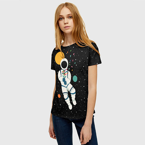 Женская футболка Космический романтик / 3D-принт – фото 3