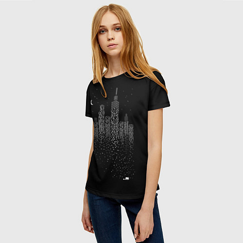 Женская футболка Ночной город / 3D-принт – фото 3