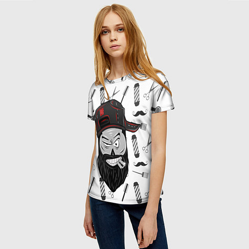 Женская футболка Барбер Борода / 3D-принт – фото 3