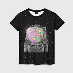 Женская футболка Цветочный астонавт