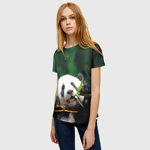 Женская футболка Панда на ветке / 3D-принт – фото 3