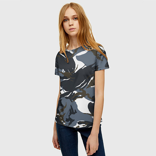 Женская футболка Камуфляж пятнистый: темно-синий/белый / 3D-принт – фото 3