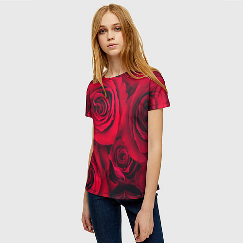 Женская футболка Паттерн из роз / 3D-принт – фото 3