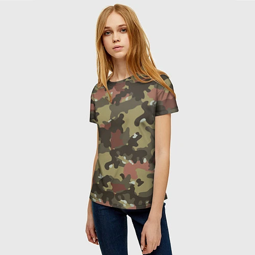 Женская футболка Камуфляж: коричневый/хаки / 3D-принт – фото 3