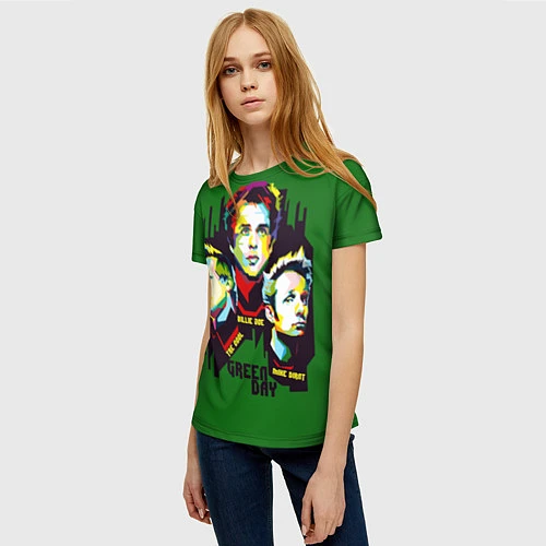 Женская футболка Green Day: Trio / 3D-принт – фото 3