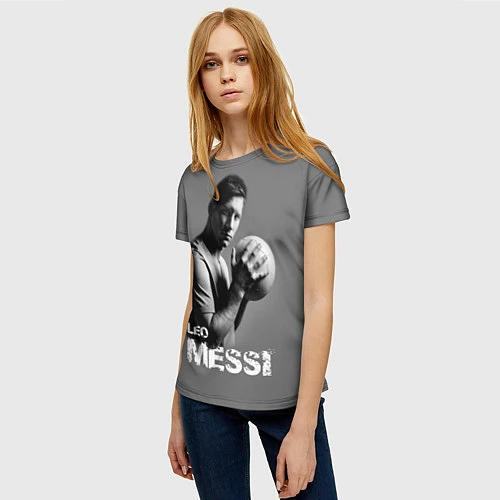 Женская футболка Leo Messi / 3D-принт – фото 3
