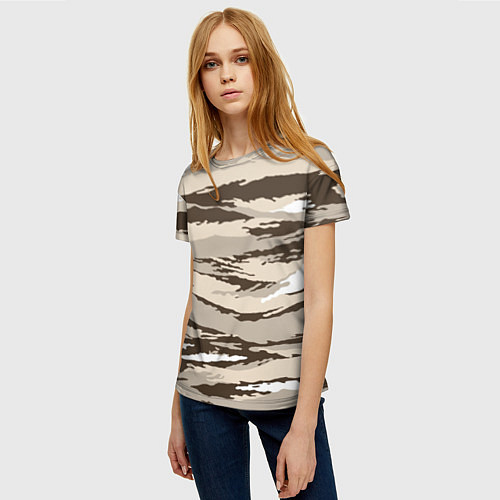 Женская футболка Камуфляж: коричневый/кремовый / 3D-принт – фото 3