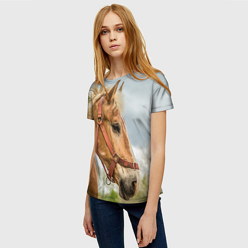 Женская футболка Игривая лошадка / 3D-принт – фото 3