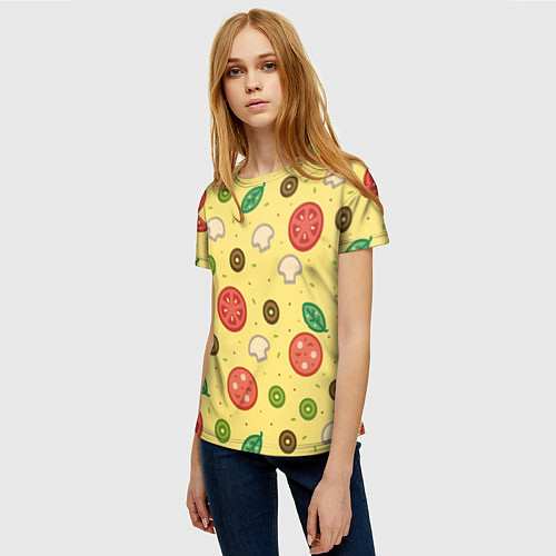 Женская футболка Pizza / 3D-принт – фото 3