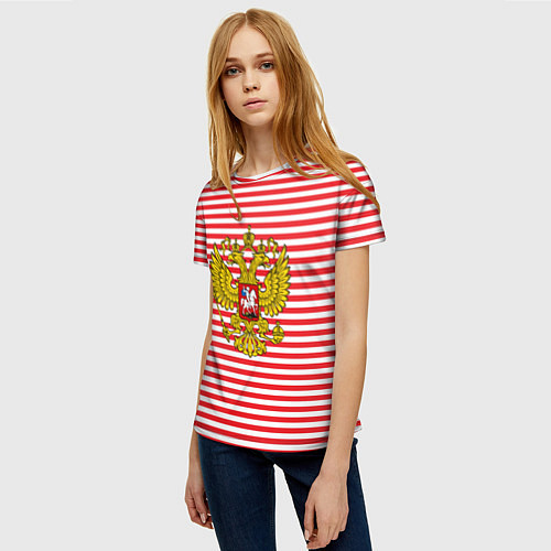 Женская футболка Тельняшка ВВ и герб РФ / 3D-принт – фото 3
