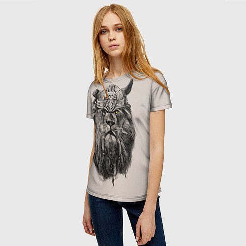 Женская футболка Старый лев-воин / 3D-принт – фото 3