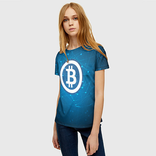 Женская футболка Bitcoin Blue / 3D-принт – фото 3