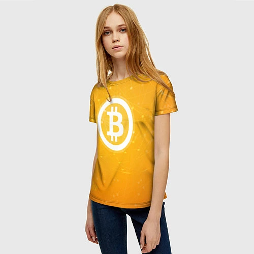 Женская футболка Bitcoin Orange / 3D-принт – фото 3