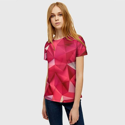 Женская футболка Розовые грани / 3D-принт – фото 3