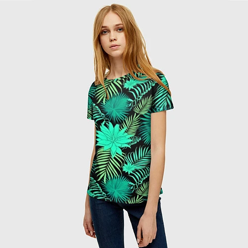 Женская футболка Tropical pattern / 3D-принт – фото 3