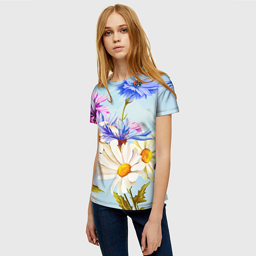 Женская футболка Flowers / 3D-принт – фото 3