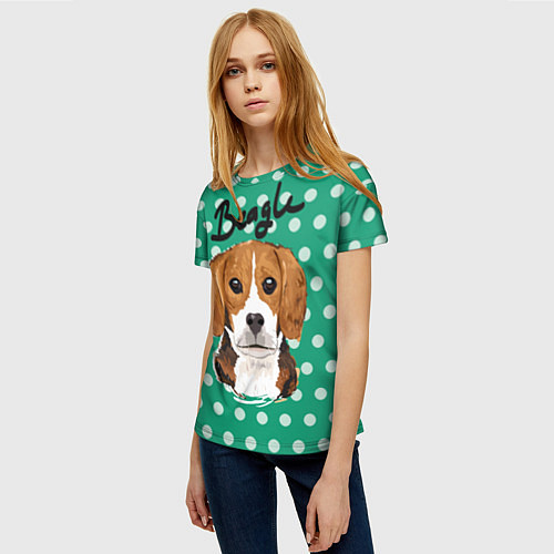 Женская футболка Beagle Face / 3D-принт – фото 3