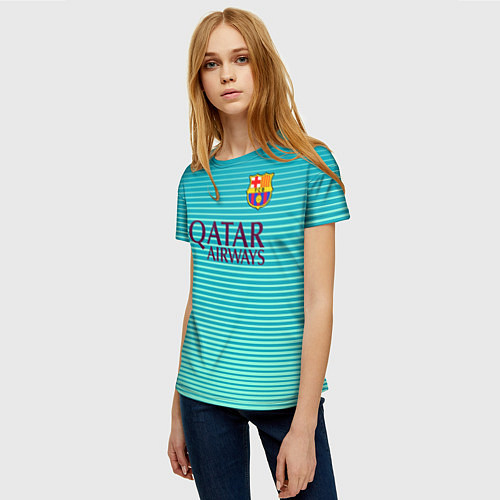 Женская футболка Barcelona FC: Aqua / 3D-принт – фото 3