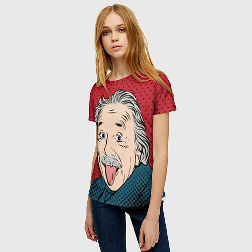 Женская футболка Альберт Эйнштейн: Поп-арт / 3D-принт – фото 3