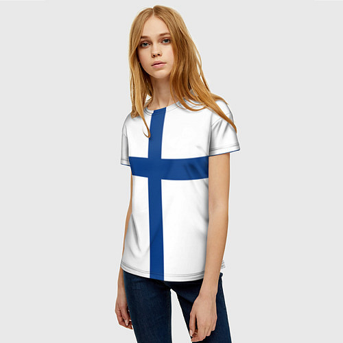 Женская футболка Флаг Финляндии / 3D-принт – фото 3