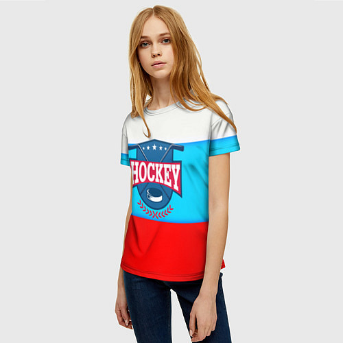Женская футболка Hockey Russia / 3D-принт – фото 3