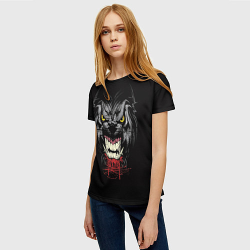 Женская футболка Дикий волк / 3D-принт – фото 3