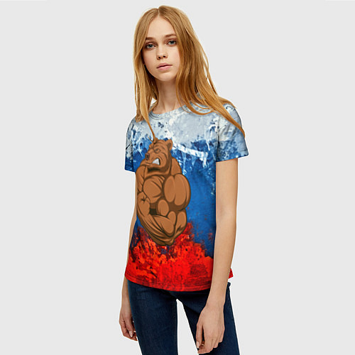 Женская футболка Русский медведь / 3D-принт – фото 3