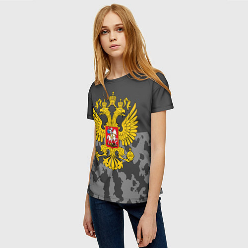 Женская футболка Родной камуфляж РФ / 3D-принт – фото 3