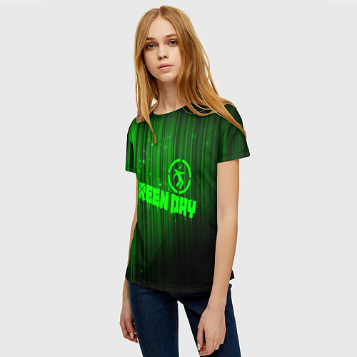 Женская футболка Green Day лучи / 3D-принт – фото 3