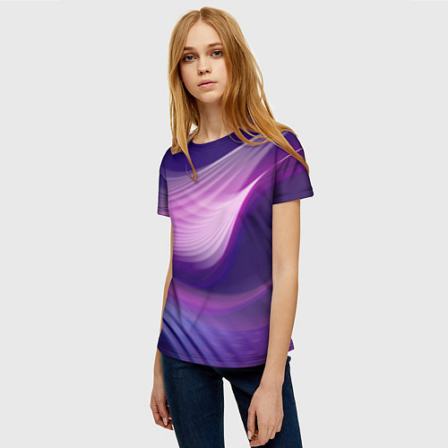Женская футболка Фиолетовые Волны / 3D-принт – фото 3