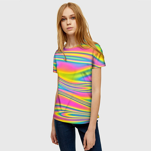 Женская футболка Абстрактные разводы цвета / 3D-принт – фото 3
