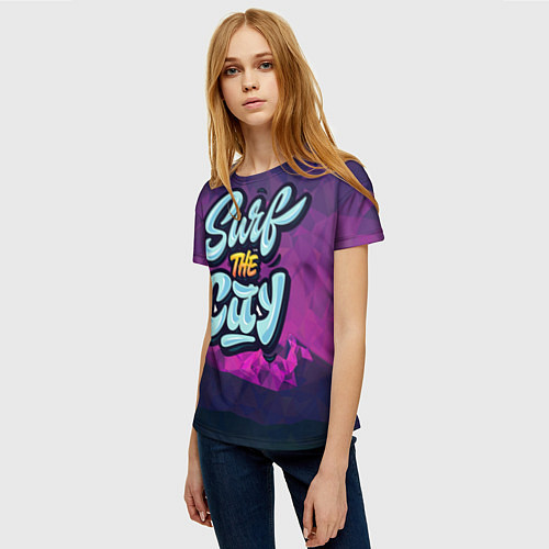 Женская футболка Surf the City Purple / 3D-принт – фото 3